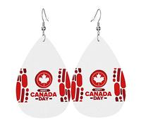 Happy Canada Day 1er juillet 2023 Boucles d'oreilles en cuir pour femmes Boucles d'oreilles goutte d'eau en faux cuir Boucles d'oreilles pendantes légères vintage Bijoux pour femmes