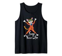 Happy Cartoon Cat - Free Your Life 1 - Fan Fun Débardeur