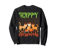 Happy Catsgiving Adorable Chat de Thanksgiving Porte Un Chapeau de pèlerin Sweatshirt