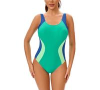 Happy Cherry 1 Pièce Maillot de Bain Femme Bloc De Couleurs Monokini Push Up Costume de Bain Compétitif Natation Swimwear Elégant Vert M