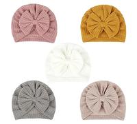 Happy Cherry 5 Pcs Bébé Chapeau Naissance Turban Chapeaux avec Noeud Nouveau-né Mignon Chapeau de l'hôpital Enfant en Bas âge Couvre Chef Tête Wrap Cheveux de Accessoires