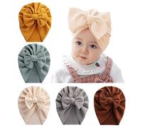 Happy Cherry 5 Pcs Bébé Chapeau Naissance Turban Chapeaux avec Noeud Nouveau-né Mignon Chapeau de l'hôpital Enfant en Bas âge Couvre Chef Tête Wrap Cheveux de Accessoires 0-3 Ans