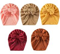 Happy Cherry 5 Pièces Bébé Fille Chapeau Naissance Turban Chapeaux avec Nœud Nouveau-né Mignon Chapeau de l'hôpital Enfant en Bas âge Couvre Chef Tête Wrap 0-6 Ans