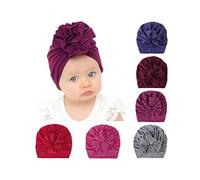 Happy Cherry 6 Pcs Chapeau Nouveau-né Doux en Coton Premier Turban Chapeau Souple Confort pour Bébé Fille Garçon Unisexe 0-5 Mois