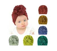 Happy Cherry 6 Pcs Tricot Chapeau Doux en Coton Bébé en Bas Âge Bambin Bonnet Confortable à Nœuds Papillon 0-5 Mois