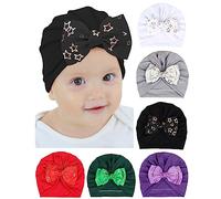 Happy Cherry 6 Pièces Bébé Fille Chapeau Naissance Turban Chapeaux avec Nœud Nouveau-né Mignon Chapeau de l'hôpital Enfant en Bas âge Couvre Chef Tête Wrap 0-2 Ans