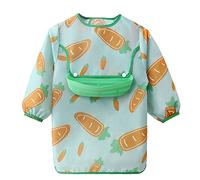 Happy Cherry Bavoir Manches Longue pour Bébé Enfant en Bas Age Imperméable Bavette avec Détachable Silicone Fille Tablier D'Allaitement Fille Garçon Etanche Blouse de Peinture Mangeant Jeu 2-3 Ans