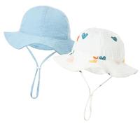 Happy Cherry Bébé Chapeau de Soleil UPF 50+ Chapeau Solaire Anti-UV 3-12 Mois Bébé Fille Garçon Réglable Large Bord Nourrisson