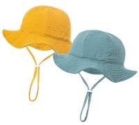 Happy Cherry Bébé Chapeau de Soleil UPF 50+ Chapeau Solaire Anti-UV 3-12 Mois Bébé Fille Garçon Réglable Large Bord Nourrisson