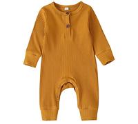 Happy Cherry Bébé Chemise de Nuit Garçon Fille Coton Tricotée Dors Bien Pyjamas Naissance Manches Longues Combinaison Tout-Petits Côtelé Une Pièce Gigoteuse Barboteuses avec Jambes 0-3 mois