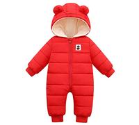Happy Cherry - Bébé Combinaison de Neige Hiver Vêtement de Ski Fille Garçon Barboteuses Chaud à Capuche Grenouillère Manteau Manche Longue Enfant Jumpsuit Plein Air Imprimé Mignons - 0-36 Mois