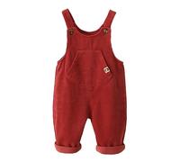 Happy Cherry - Bébé Combinaison en Velours Côtelé Salopette Garçons Filles Tout-Petit Pantalon une Pièce Enfant Unisexe Barboteuse Body pour Automne Hiver Printemps - 3-4 Ans - Rouge