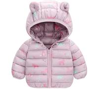 Happy Cherry Bébé Doudoune Hiver Manteaux à Capuche Enfant Duvet Veste Manches Longues Léger Chaud Blouson Tout-petit Rembourré Zippés Vêtements Violet 12-18 Mois