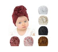 Happy Cherry Bébé Fille Turban Chapeau Noueuse Lot de 6 Bandeau Toddler Cap Coton Elastique pour Nouveau-né 0-5 Mois