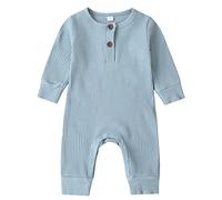 Happy Cherry Bébé Tricotée Coton Combinaison Barboteuses Pyjamas Nouveau né Manches Longues Chemise de Nuit Garçon Fille Dormir et Jouer Grenouillères Tout-Petits Sac de Couchage avec Jambes 6-9 mois