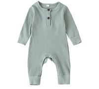 Happy Cherry Bébé Tricotée Coton Combinaison Barboteuses Pyjamas Nouveau né Manches Longues Chemise de Nuit Garçon Fille Dormir et Jouer Grenouillères Tout-Petits Sac de Couchage avec Jambes 6-9 mois