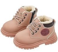 Happy Cherry Bottes Cuir pour Bébé Garçon Fille Souples Antidérapantes Semelle Bottines Classiques Mixte Enfant Hiver Automne Chaussures Cuir Fermeture éclair Latérale 21 EU