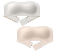 Happy Cherry Brassière sans Bretelle Fille Adolescente Soutien-Gorge Bandeau Antidérapant Bralettes sans Couture avec Bretelles Réglable Beige+Blanc S 32/70 10-12 Ans