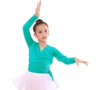 Happy Cherry Cache-Coeur Danse Fille Veste de Ballet Manches Longues Gilet de Danse Classique Ballet Tricot Fille 5-12 Ans Bleu Noir Rose (Vert, 6-8 Ans)