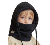 Happy Cherry Cagoule d'hiver pour Enfants 4-10 Ans Bonnet Tricoté Polaire Chaude Chapeau Thermique Cache-Cou Garçons Filles