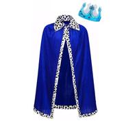 Happy Cherry Cape Roi Enfants Costume Royale avec Couronne Déguisement Manteau Royal en Velours pour Cosplay Prince Roi Reine Deguisement Épiphanie Carnaval Fête 80 cm