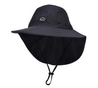 Happy Cherry Chapeau Protège Nuque du Soleil Enfant Anti-UV Casquette Plage Léger Chapeau Pêcheur Seche Vite Noir 54-56CM/3-10 Ans