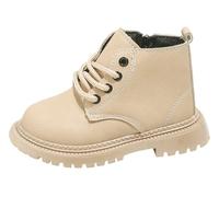 Happy Cherry Chaussures Antidérapantes pour Filles Garçons Bottes Cuir Imperméables Mixte Enfants Bottines à Lacets avec Fermeture éclair 21 EU Beige