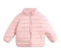 Happy Cherry Doudoune Enfant Fille Garçon Chaud Manteau Hiver Zippée Veste Matelassée Blouson Léger Casual Couleur Unie Rose 11-12 ans