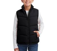 Happy Cherry Doudoune Pull sans Manche Duvet Chaud Enfant Gilet Avec Poches Garçons Filles Veste Col Haut Zippé Noir 9-10 ans
