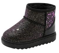 Happy Cherry Enfant Bottes de Neige Hiver Fille Bébé Antidérapant Chaud Bottes Enfant Fille Garçon Chaussure Fourrure Souple Bottes Bébé Fille Epais - Noir/Taille EU-27