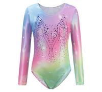 Happy Cherry Enfant Fille Justaucorps Gymnastique Manches Longues Couleur Dégradée Leotard Danse Ballet Bodysuit Gym Tenue Patinage Artistique Brillant Costume de Spectacle