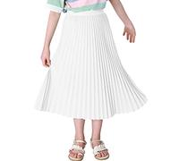 Happy Cherry Enfant Fille Longue Jupe Basique Plissée Taille Haute Élastique A Ligne d'Été Femme Cérémonie Soirée Bal Fête Blanc 7-8 Ans