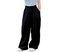 Happy Cherry Enfant Fille Pantalon Palazzo Pantalon Décontracté Filles Pantalon D'été Ample avec Poches pour Filles 8-10 Ans