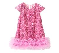 Happy Cherry Enfant Robe de Mariage Anniversaire Paillette Sequins Tutu Tulle Princesse Ballet Tutu Justaucorps Danse Classique Rose 100cm/2-3 Ans