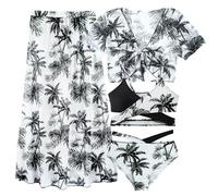 Happy Cherry Ensemble Bikini Fille 8-12 Ans Ensemble Maillot de Bain Fille Ados Fille d'été Cache-Maillot+Tops+Slip+Jupe Plage 12 Ans