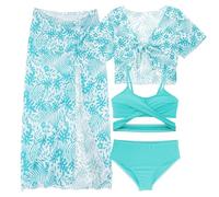 Happy Cherry Ensemble Bikini Fille 8-12 Ans Ensemble Maillot de Bain Fille Ados Fille d'été Cache-Maillot+Tops+Slip+Jupe Plage 8 Ans