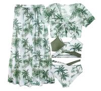 Happy Cherry Ensemble Bikini Fille 8-12 Ans Ensemble Maillot de Bain Fille Ados Fille d'été Cache-Maillot+Tops+Slip+Jupe Plage 10 Ans