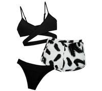 Happy Cherry Ensemble de Bikinis Enfants Fille Maillot de Bain Filles 3 Pièces Haut + Slip + Short de Bain Swimwear Set 8-14 Ans 14 Ans