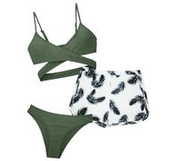 Happy Cherry Ensemble de Bikinis Enfants Fille Maillot de Bain Filles 3 Pièces Haut + Slip + Short de Bain Swimwear Set 8-14 Ans 14 Ans