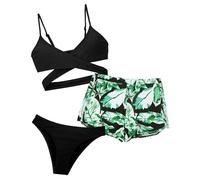 Happy Cherry Ensemble de Bikinis Enfants Fille Maillot de Bain Filles 3 Pièces Haut + Slip + Short de Bain Swimwear Set 8-14 Ans 14 Ans
