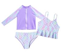 Happy Cherry Ensemble Rashguard 3 Pièces Enfant Fille Maillot de Bain Manches Longue Protection Solaire 5 Ans