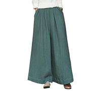 Happy Cherry Femme Pantalon Lin Coton Large Jambe Pants avec Poches Bouffant Pantalon de Loisirs Ample Yoga Danse Pilates Étiquette L Vert