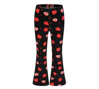 Happy Cherry Fille Legging Évasé Imprimé Motif Extensible Taille Haute Pantalon Hiver Style Patte d'Éléphant pour Enfants 6-7 Ans Fraise Noire
