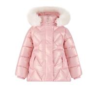 Happy Cherry Fille Manteau de Hiver à Capuche Amovible Enfant Parka Veste Chaude Mignon Rembourré Blouson Epais Zippés Jacket Doublure Polaire Rose 6-7 ans