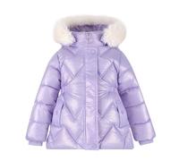Happy Cherry Fille Manteau Doudoune Chaud à Capuche Fourrure Rembourré Blouson d'Hiver Brillante Veste de Neige Épaisse Parka Violet pour Enfant 8-9 ans