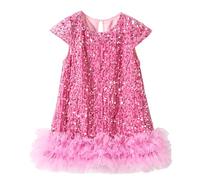 Happy Cherry Fille Robe Anniversaire Princesse Robe Tutu Bébé Fille Robe Tulle Sequins sans Manches Robe de Latine Dance Tango Enfant 110