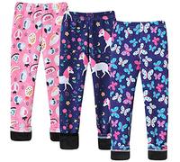 Happy Cherry Filles Chaud Polaire Leggings Enfant Imprimés à Motifs Molleton Pantalons Elastique Taille Jambières Extensibles Lot de 3