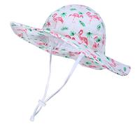 Happy Cherry Garçons Chapeau Bob Été Anti-UV Solaire pour Plage Plein Air Voyage Enfant Bonnet Coton Protection Soleil avec Cordon Ajustable Hat Imprimé Mignon Blanc - 2-4 Ans