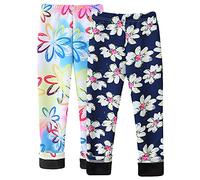 Happy Cherry Imprimés à Motifs Leggings Filles Enfant Polaire Pantalons Taille Elastique Chaud Collant Jambières Thermique Extensibles Lot de 2 Long Pants