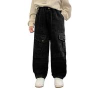 Happy Cherry Jeans Baggy Ados Garçons Pantalons Hip Hop pour Enfant Jeans Skater à Jambe Y2K Streetwear 152-158